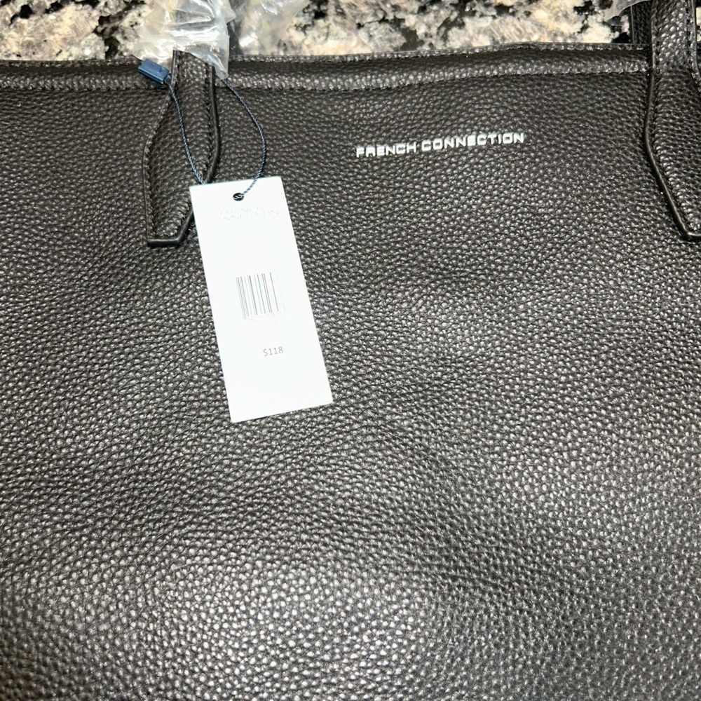 French Connection Bethan Pebble Tote Black 12X14X6 in. Brand New Dust Bag Incl. - Picture 4 of 15